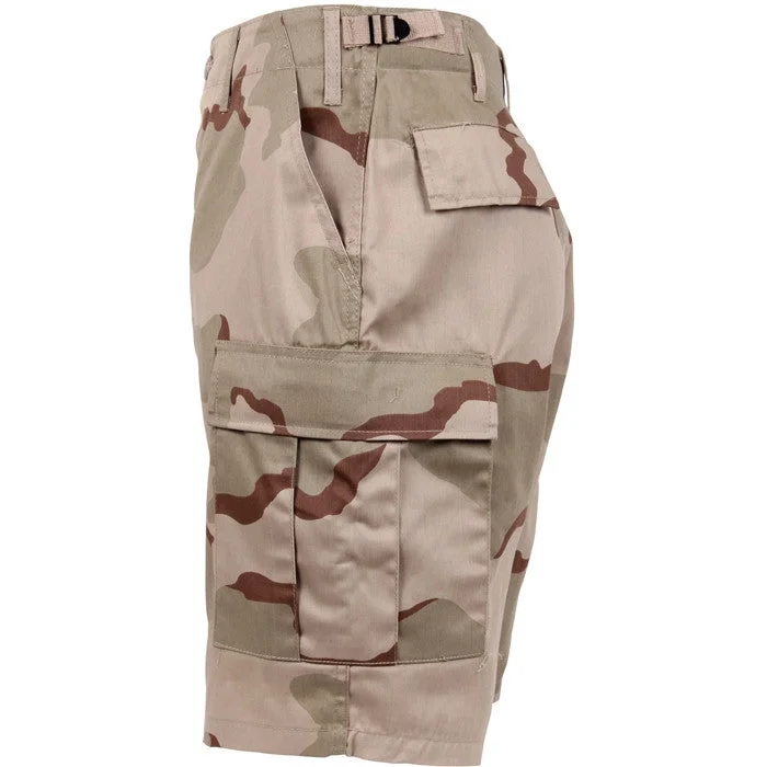 Tri-Color Desert Camouflage - Military Cargo BDU Shorts - Polyester Cotton Twill