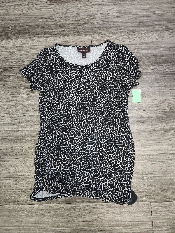 Black & White Top Short Sleeve Dana Buchman, Size L