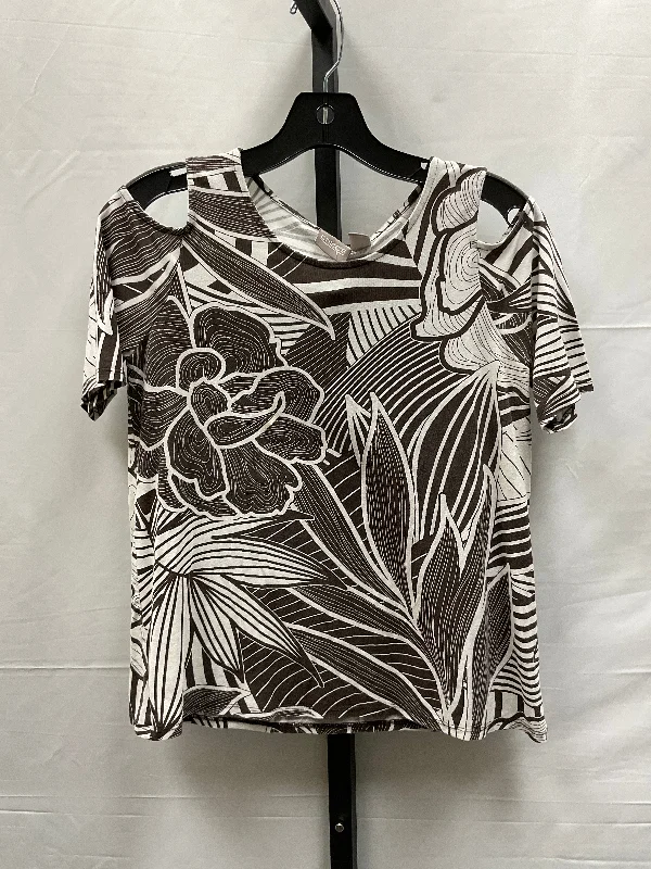 Brown & White Top Short Sleeve Chicos, Size S