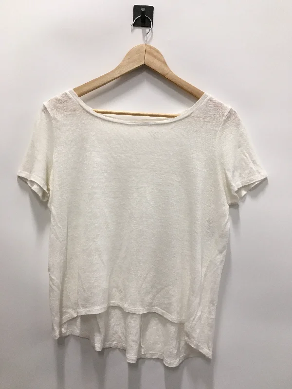 Cream Top Short Sleeve Basic Loft, Size Petite   Xs