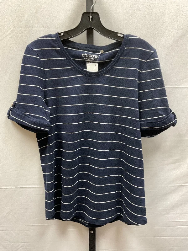 Striped Pattern Top Short Sleeve Chicos, Size M