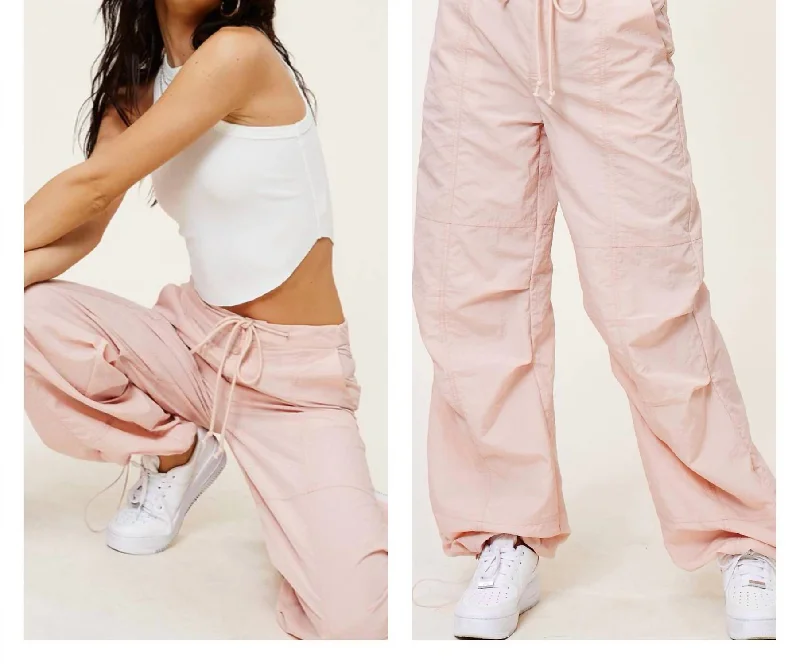 Drapy Cargo Pants In Pale Pink