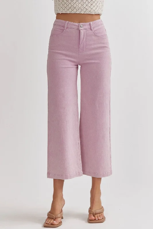 Lavender Wide Leg Denim Pants