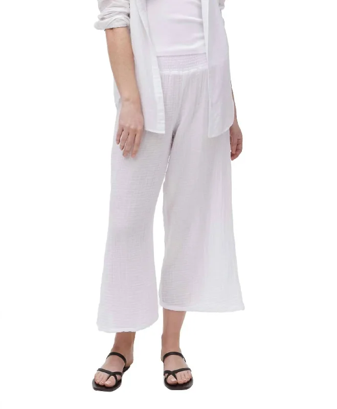 Medina Cropped Gauze Pant In White