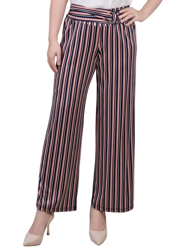 Womens Belted Polyester Cropped Pants